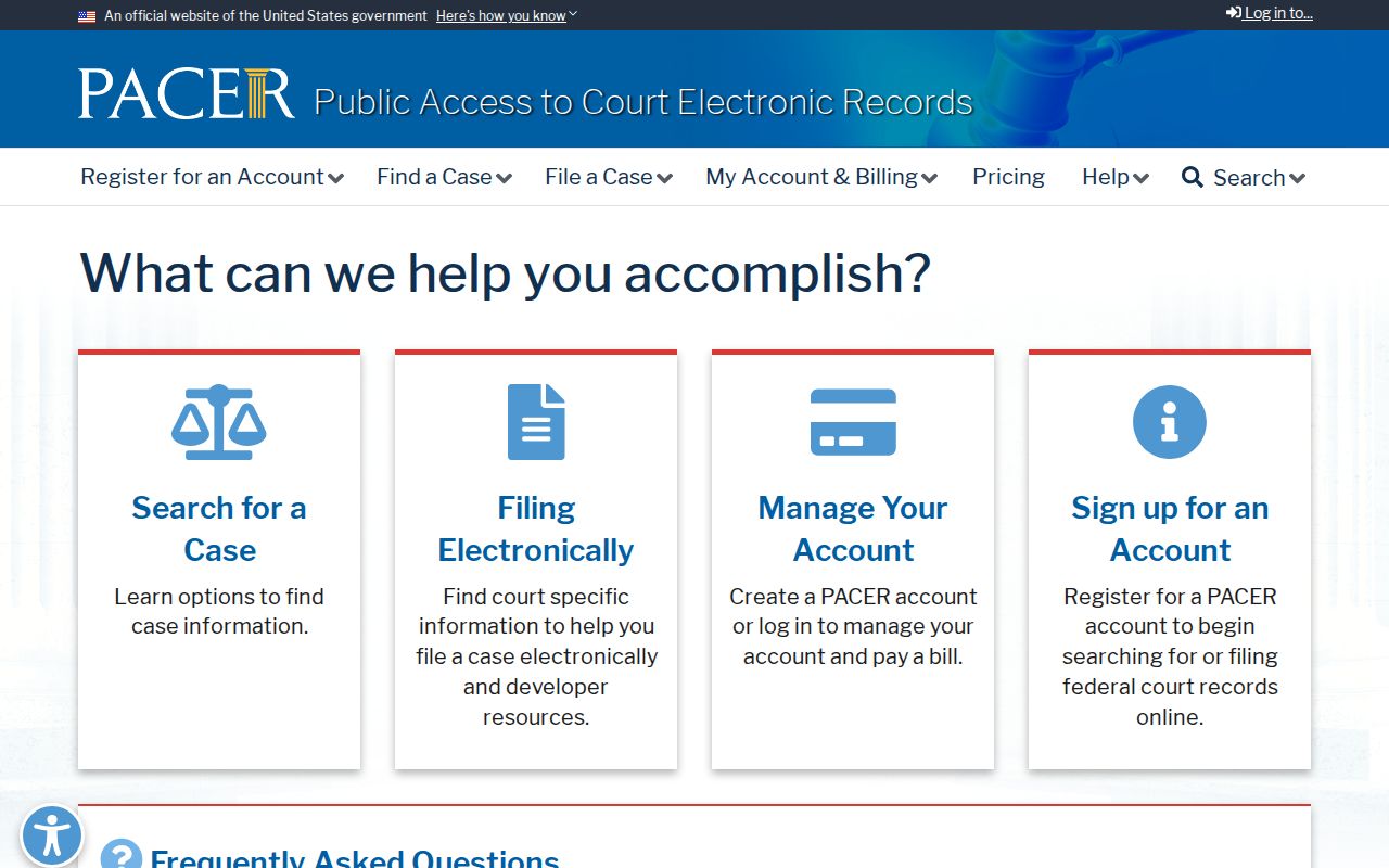 Franklin Parish case lookup PACER public access portal