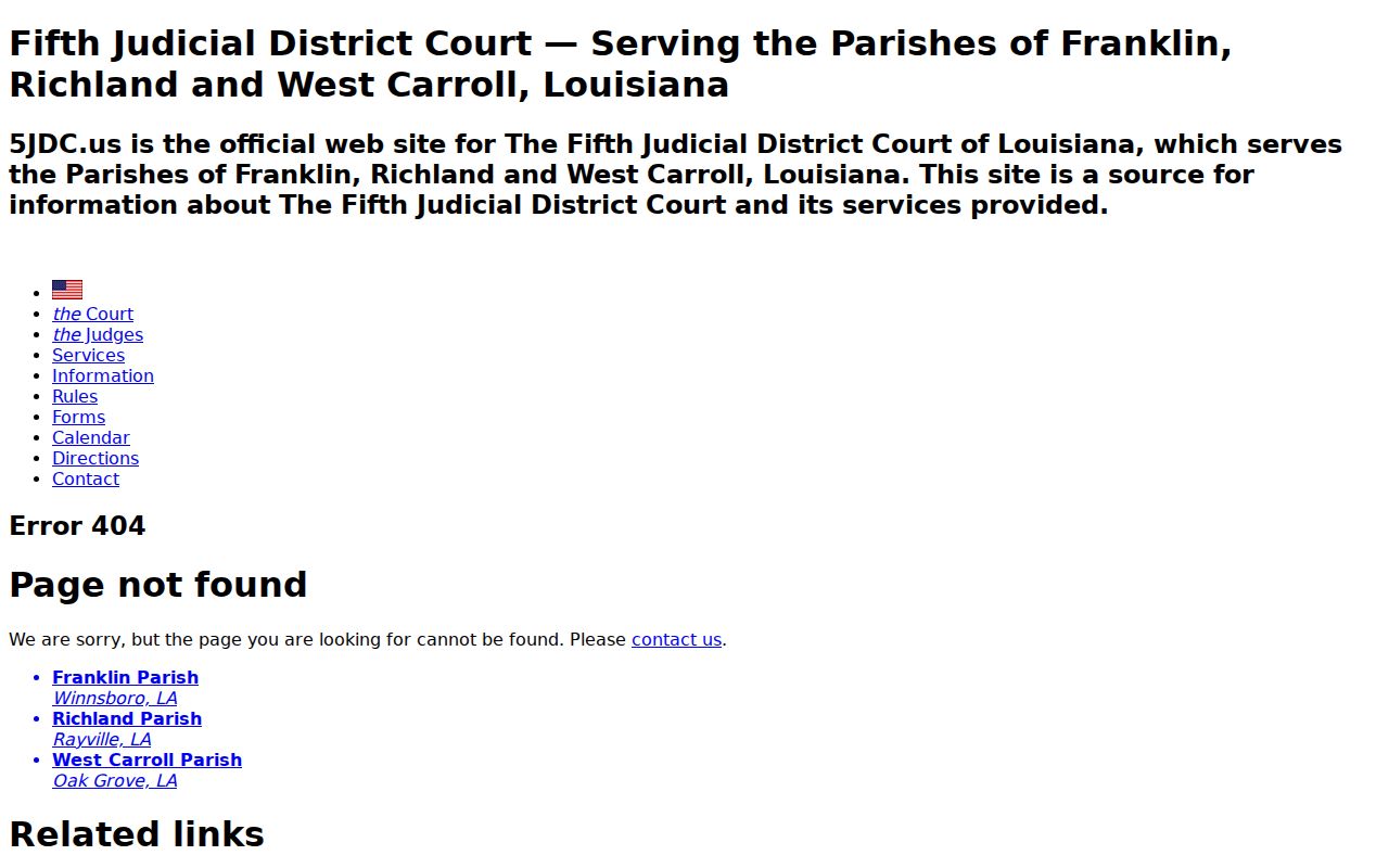 Franklin Parish court dates courthouse contact page