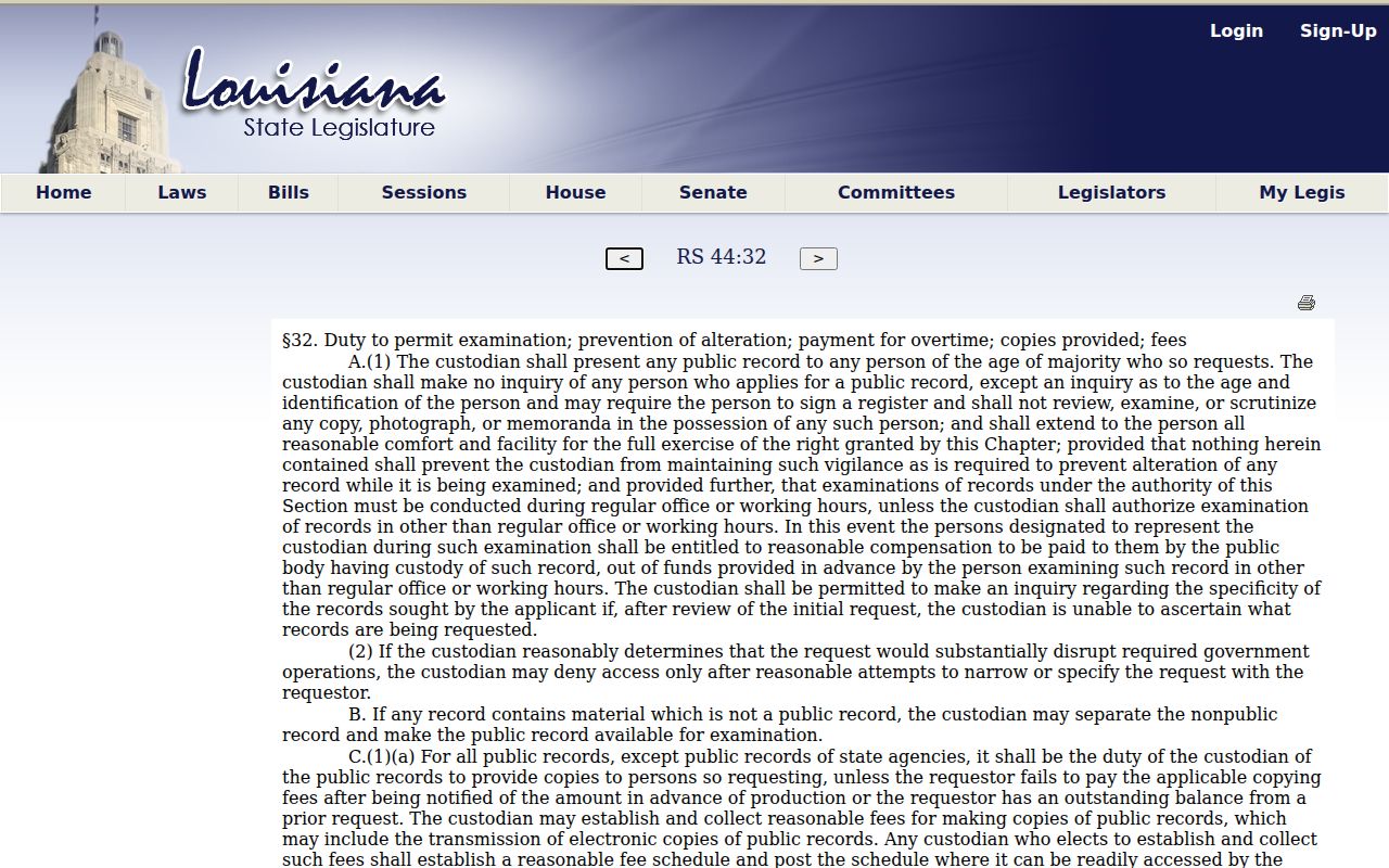 Franklin Parish court records Louisiana examination and copy duty