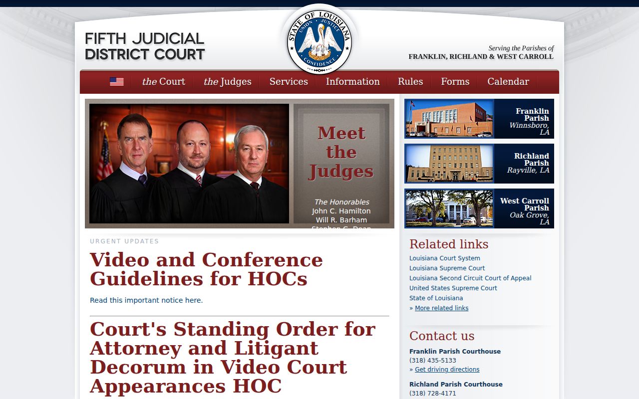 Franklin Parish court docket Fifth Judicial District Court