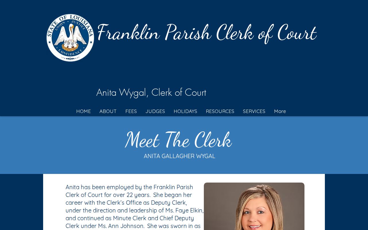 Franklin Parish Clerk public official source for Wisner court records